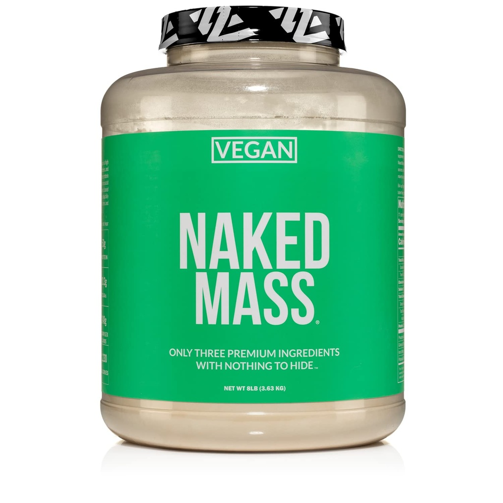 NAKED Vegan Mass - Natural Vegan Weight Gainer Protein Powder - 1,230 kalorier, non-GMO, Soy & Gluten Free, Ingen kunstige ingredienser - 8LB Bulk - 11 Serveringer