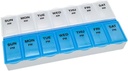 Grundlæggende pleje (7-dag) AM / PM Pill Organizer, Vitamin Case, og medicin Box, store afdelinger, 2 gange om dagen, blå og klare låg