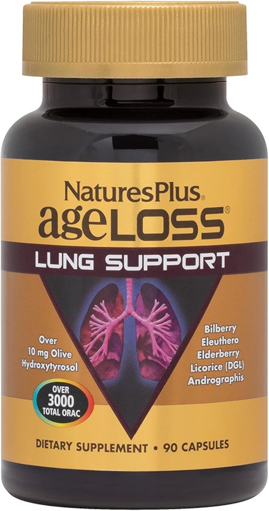 Natures Plus AgeLoss Lung Support - 90 Kapsler - Vegetarisk, Gluten Free - 30 Servere