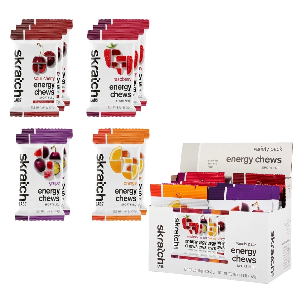 Skrattch Labs Energy Chews Years 124; Gummies for Running, Cykling, og Sports Prædices 124; Gel Alternative Measures 124; Variety Pack (10 Pack) Measures 124; Gluten Free, Vegan