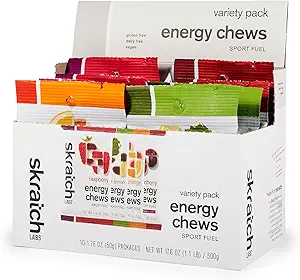Skratch Labs Energy Chews | Gummies for Running, Cycling, and Sports Preformance | Gel Alternative | Variety Pack (10 Pack) | Gluten Free, Vegan