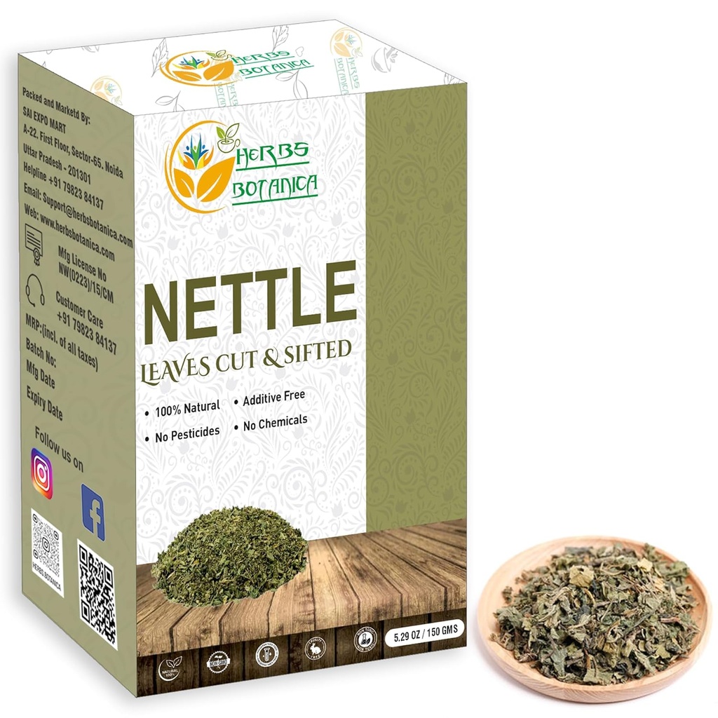 Herbs Botanica Nettle Leaf for Tea Cut and Sifted for Nourishing Herbal Tea, Smoothies Infusions, Stinging Nettle Leaf Ortiga Wellness Supplement Vegan Non GMO 5.29 oz