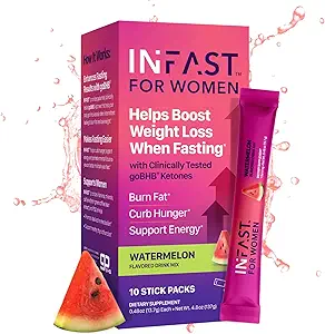 Intermitterende fastende drik mix til kvinder - BHB eksogene Ketoner pulver med fastende elektrolyter & Green Coffee Bean Extract for Energy Focus og Hormonal Balance Support (Watermelon) - 10ct