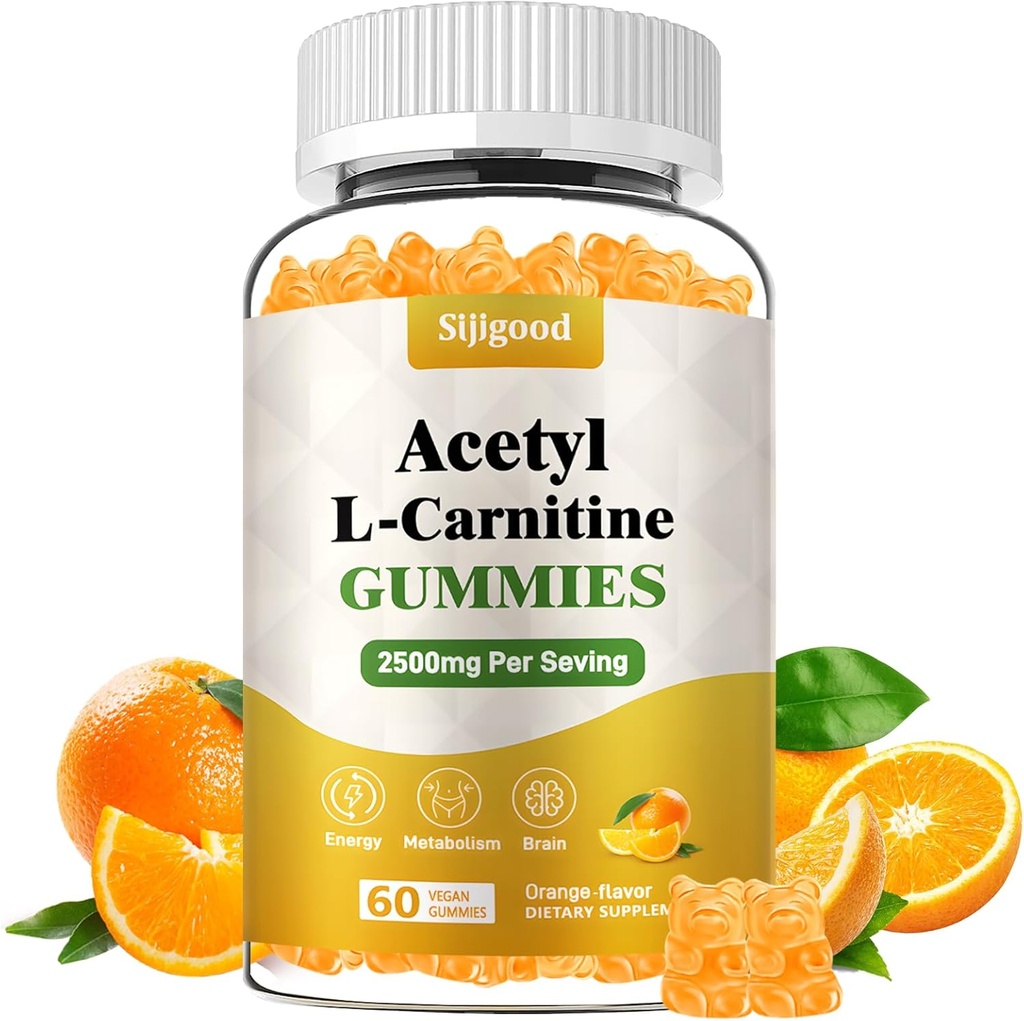 Acetyl L- Carnitin supplement, naturlig ernæring supplement til boost energi, immunitet, Vegan, Orange Flavor, 60 Greve