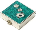 9339 Square Lille Pill Box Organizer Aqua Green Silver Dice & Cards Kvinder rejse Pill sag Purse Pocket Container Daglig Portable Medicin Vitamin Box Medicin supplement Mini Storage