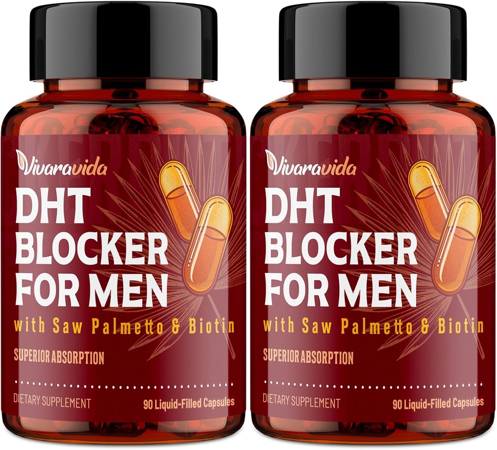 DHT Blocker til mænd er 124; hårvækst tillæg med Saw Palmetto & Biotin - hårvækst vitaminer - hårvækst - naturlige hårtab kosttilskud flydende - Proprietær urteblandinger (180 kapsler)