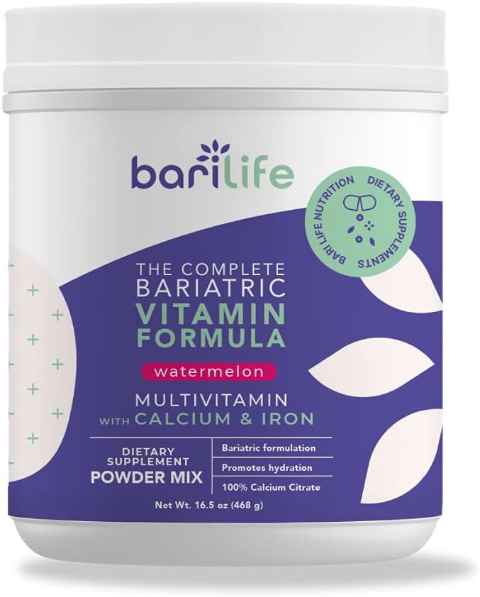 Bari Life Complete Bariatric - Kosttilskud Pulver Mix, Calcium Citrat, Multivitamin, Jern - Bariatriske vitaminer til Gastric Sleeve Patienter - (Watermelon, 60 Servere)