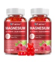 Magnesium Gummies 600mg per serving- Magnesium Glycinate 400mg og Magnesium Malat 200mg, Sugar Free Magnesium Kalium Supplement for Cale Mood, Muscle, Bone & Energy Support, 120 Hindbær Gummies