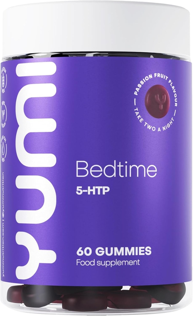 Premium 5- HTP Sengetid Gummies - 100mg Per Serving Medic124; Non-GMO, Gluten- Free, Vegan- Friendly Medic124; Passion Fruit Flavor Medic124; 60 Gummies