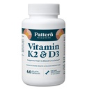 Mønster Wellness Vitamin K2 & D3 tillæg med calcium - Knoglesundhed, Circulatory Wellness & immunforsvar - Non- GMO - 60 kapsler
