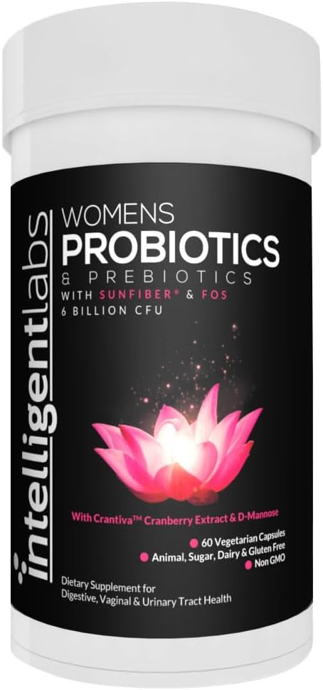 Intelligent Labs Kvinder Probiotika Formel med Cranberry Extract, D- Mannose og Prebiotics Alt i én, 6 Millioner CFU Probiotik, One Capsule a Day, 60-Day Supply, Third-Party Verified for Renhed