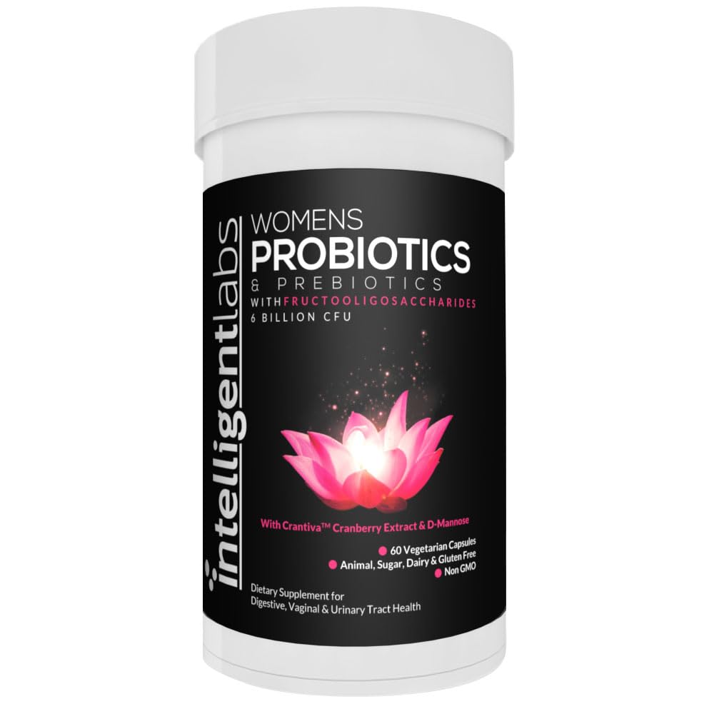 Intelligent Labs Kvinder Probiotika Formel med Cranberry Extract, D- Mannose og Prebiotics Alt i én, 6 Millioner CFU Probiotik, One Capsule a Day, 60-Day Supply, Third-Party Verified for Renhed