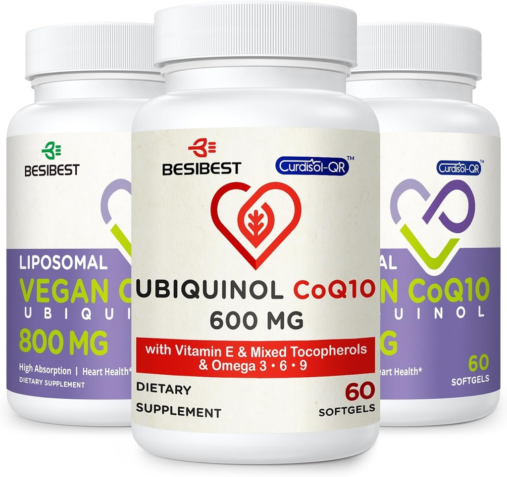 CoQ10 600 mg 1PCS Bundle med 800 mg Liposomal CoQ10 Ubiquinol Supplement 2PCS