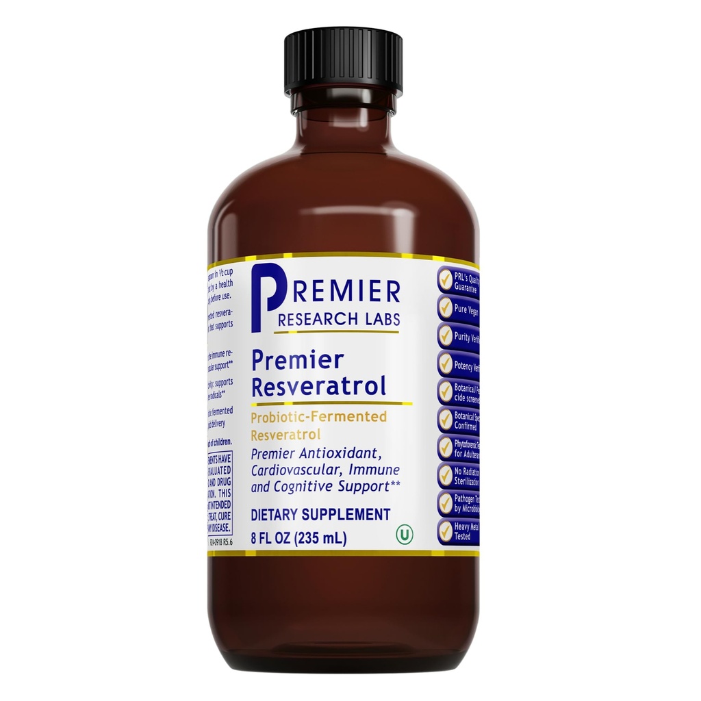 Premier Research Labs Resveratrol - Resveratrol Liquid Supplement, Trans Resveratrol, Antioxidant Support for Heart Health & Blood Flow, Aging Support, 180 mg Per Teaspon - 8 Fl Oz