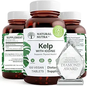 Naturlig Nutra Kelp Jod Thyroid Support, Styrker immunsystemet, og Regulerer Metabolisme, Vegansk Sea Kelp, Ikke GMO, Atlantic Sourced Seaweed Extract, 225 mcg, 100 tabletter