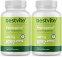 BESTVITE Pycnogenol 100mg (120 kapsler) (60x2) - Fransk Pine Bark Extract - Ingen Stearates - Gluten Free - Ikke GMO