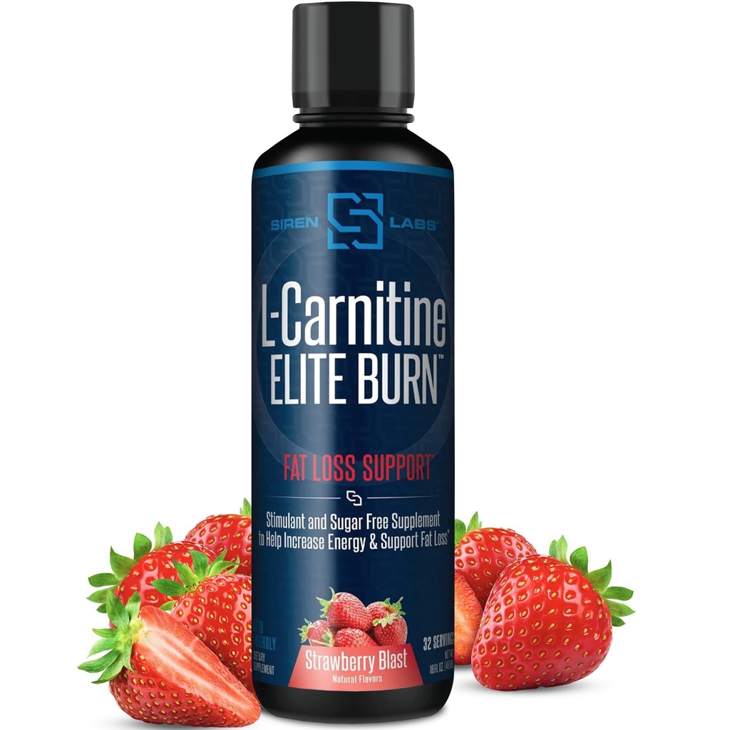 L- Carnitin Elite Burn Liquid Keto Fat Burner og Metabolisme Activator - Fat Loss Support Keto Friendly Weight Loss Øge energi - Stimulerende fri - Jordbær Blast 3000mg (32 Servere)