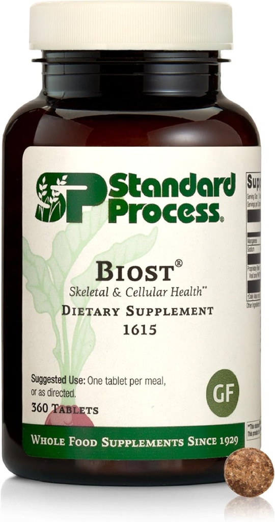 Standard Process Biost Skeletal & Cellular Health Kosttilskud - Gluten- Free, Non- Dairy, Non- Soy, & Non- Grain - Aids Strong Tænder & Bones - 360 tabletter