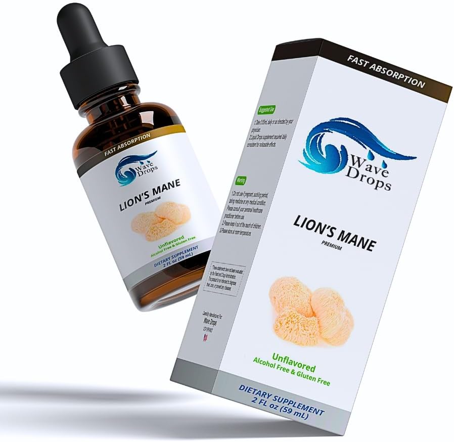 Lion 's Mane Liquid Drops Lions Mane Supplement til MB 124; Focus Note 124; Cognitive MB 124; Nootrope Brain Support Memories 124; 3 Months Supply Liquid Herbal Memories 124; Non- GMO Memories 124; Vegan Memorial 124; 2 Fl Oz
