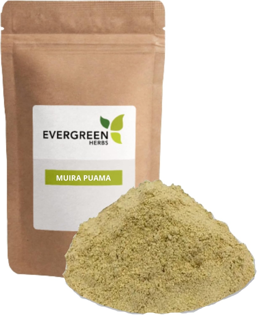 Evergreen Herbs Herbal Powder (Muira Puama) - Resealable Stand Up Pouch to Ensure Freshness!