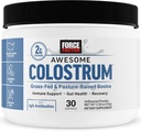 FORCE FACTOR Awesome Colostrum til støtte Gut sundhed, immunfunktion, Inddrivelse, & Mere, Bovine Colostrum supplement, Pastor- Raised, Græs Fed, Hormone Free, naturligt Unflavored, 30 Serveringer
