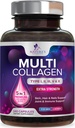Multi collagen supplement 2400 mg - type I, II, III, V & X Multi collagen peptider til kvinder & mænd, hydrolyseret collagen kosttilskud, hår, hud, negle, og fælles supporttillæg - 240 kapsler