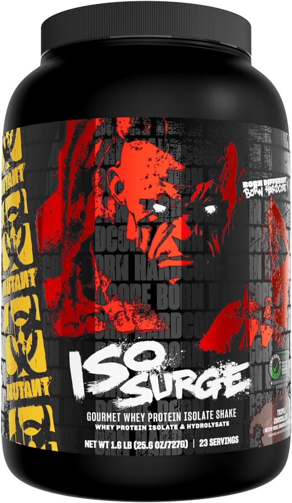 Mutant ISO Surge Whey Protein Powder Acts Hurtig til at hjælpe med at gendanne, Build Muscle, Bulk og Styrke, Bruger kun ingredienser, 1.6 LB - Triple Chokolade