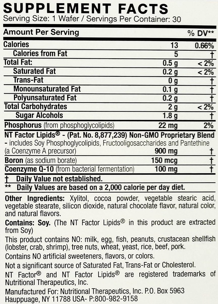 Nutritional Therapeutics - NT Factor med CoQ10 100 MG 30 Chewable Wafers Chocolate