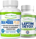 Power by Naturals: Økologisk Sea Moss og Leptin Detox Bundle - 60 Veganske kapsler hver - Plant- baseret, Gluten- Free Supplement til immunforbedring og naturlig rensning