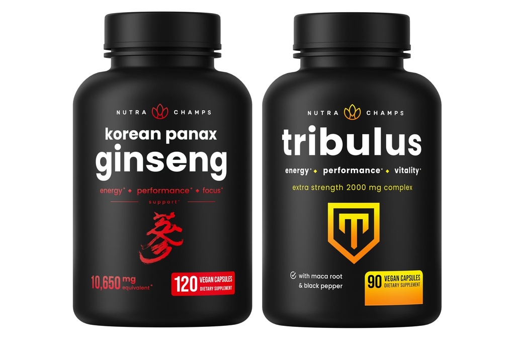 NutraChamps Koreanske Ginseng Kapsler og Tribulus Kapsler 2 Pack Bundle