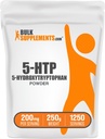 BulkSupplements.com 5- HTP Powder - 5- Hydroxytryptophan, 5 HTP Supplement - 5- HTP 200mg, Mood Support - Gluten Free, 200mg per servering, 250g (8,8 oz) (pakke med 1)
