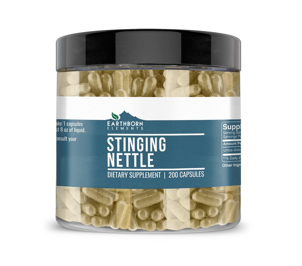 Earthborn Elements Stinging Nettle Leaf 200 kapsler, Pure & Ufortyndet, Ingen tilsætningsstoffer