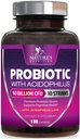 Probiotika 60 Millioner CFU per Servering - 10 Stammer + Prebiotika - fordøjelsessygdomme, Gut & immunforsvar - understøtter lejlighedsvis obstipation, gas & bloating for kvinder & mænd Hylde Stabil - 180 Kapsler