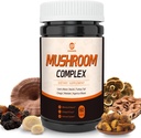 Mushroom Supplement Complex, Lions Mane, Reishi, Tyrkiet Hale, Chaga, Maitake, Agaricus, 6 High Strength Organic Mushroom for Energy, Focus, Memory & Immunsystem Support