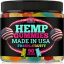 Hamp Gummies for afslapning og rest- Natural Hamp Oil Gummies, Friske frugtagtig flavors Tasty Relief- Lavet i USA- High Potence Gummy Ediatic -Extra Strength 90 Bears