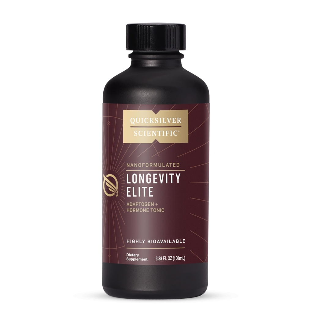 Quicksilver Scientific Longevity Elite - Liposomal Adaptogen + Graphenolone Tonic - Urtetilskud designet til alder optimering støtte Mens målretning AMPK, Sirtuins + Telomeres (100ml)