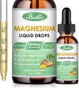 Magnesium Glycinat Supplement, Magnesium Complex flydende dråber med 500 mg Magnesium Glycinat, Magnesium Citrat, Vitamin - 30 dages forsyning