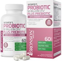 Bronson Kvinder Probiotiske 50 Millioner CFU + Prebiotic med Cranberry & D- Mannose - Vaginal Sundhed, sund fordøjelse, immunfunktion og urinveje støtte, non-GMO, 60 vegetariske kapsler