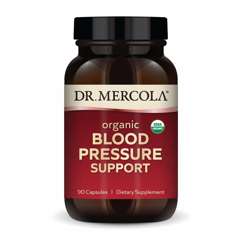 Dr. Mercola Organic Blood Pressure Support - Understøtter sund cirkulation - Højpotens Grape Seed Extract - Non-GMO & Soy- Free - 90 Kapsler (90 Servering)