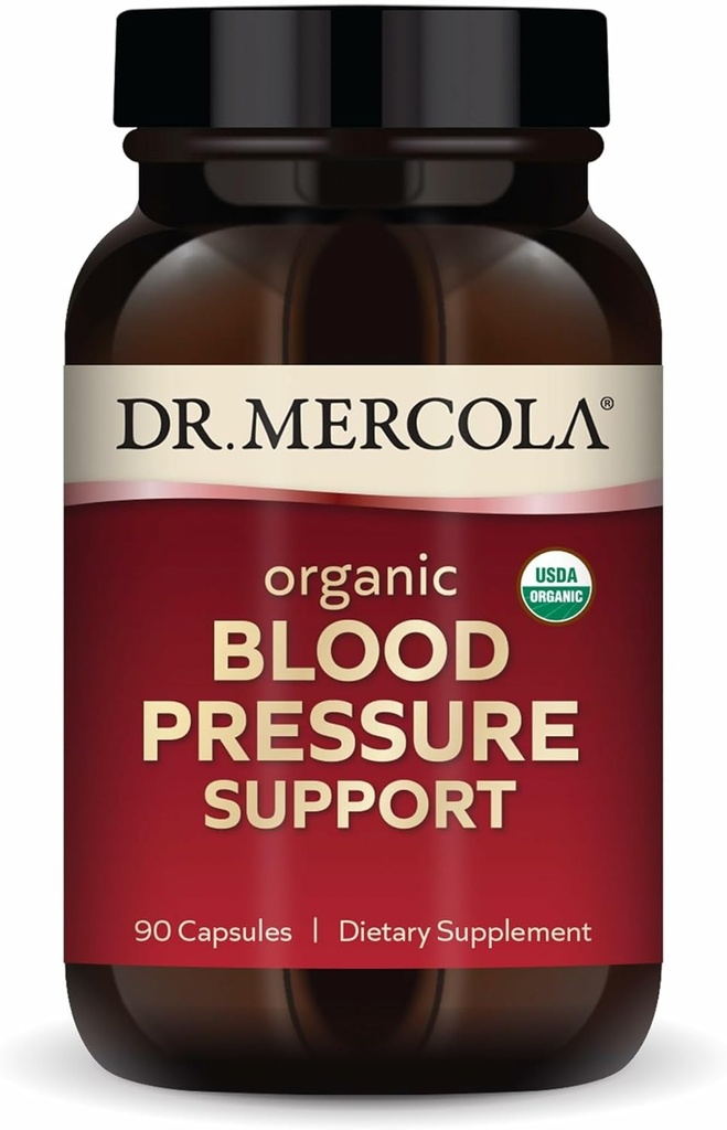 Dr. Mercola Organic Blood Pressure Support - Understøtter sund cirkulation - Højpotens Grape Seed Extract - Non-GMO & Soy- Free - 90 Kapsler (90 Servering)