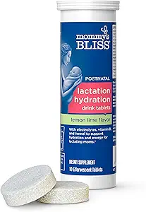 Mommy's Bliss Lactation Hydration Drink Tablets, Lemon Lime Flavor, Electrolytes + B Vitamins, 1 Pack (10 Tablets)