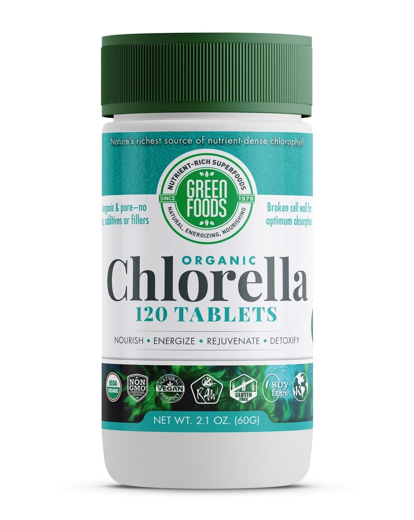 Green Foods Organic Chlorella 500 Mg, 120 Greve