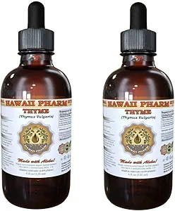 Thyme Liquid Extract, Organic Thyme (Thymus Vulgaris) Tincture, Herbal Supplement, Hawaii Pharm, Made in USA, 2x4 fl.oz