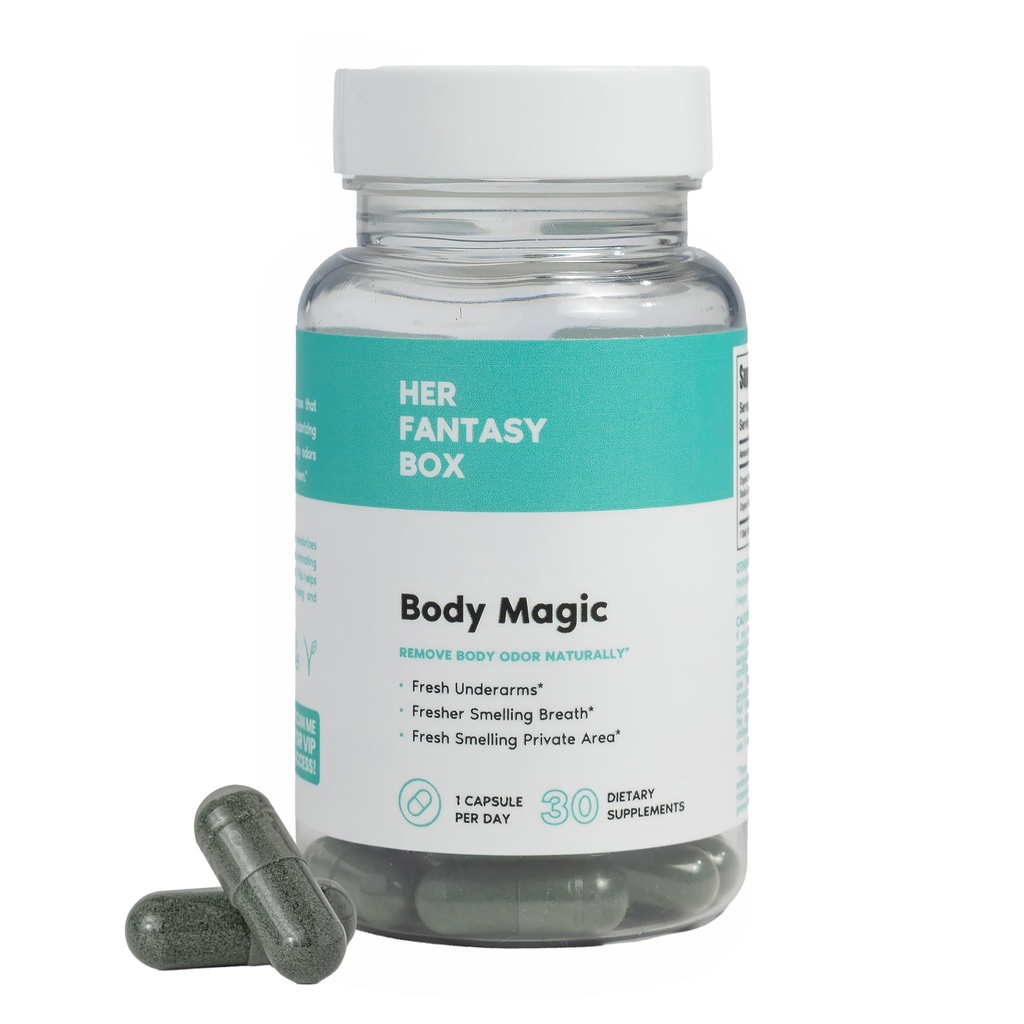 Hendes Fantasy Box Note 124; Body Magic Note 124; Chlorophyll kapsler - 30 Vegan kapsler til afvænning, fordøjelse, Gut sundhed, hudstøtte, og olieagtig hud - Natural Energy Booster