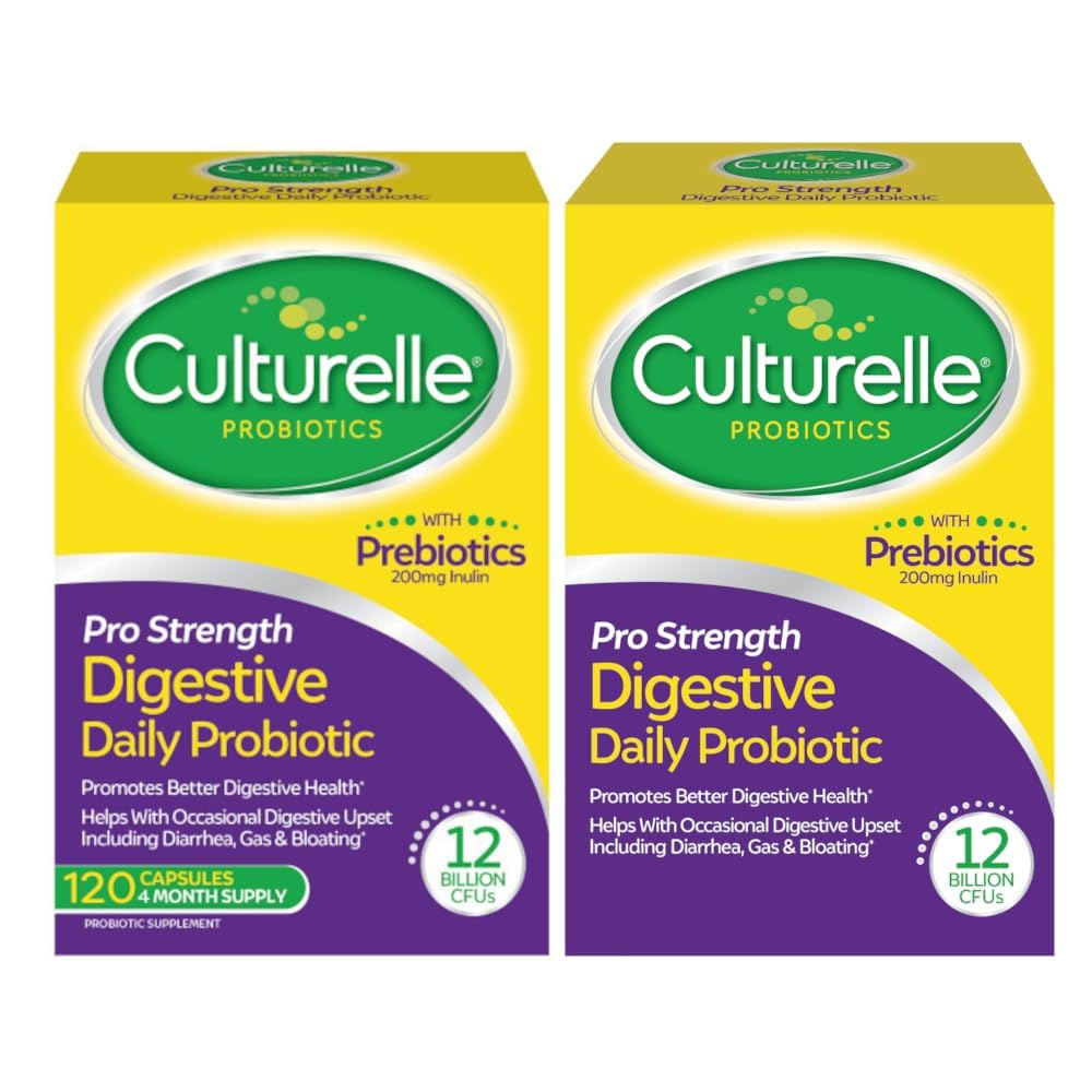 Culturelle Pro Styrke Daglige Probiotiske, fordøjelsesmæssige kapsler, naturligt souvenir Probiotiske stamme Proven til at støtte fordøjelse & immunsundhed, Gluten & Soy Free, 4 måneder Tilgang, 60 Greve (pakke med 2)