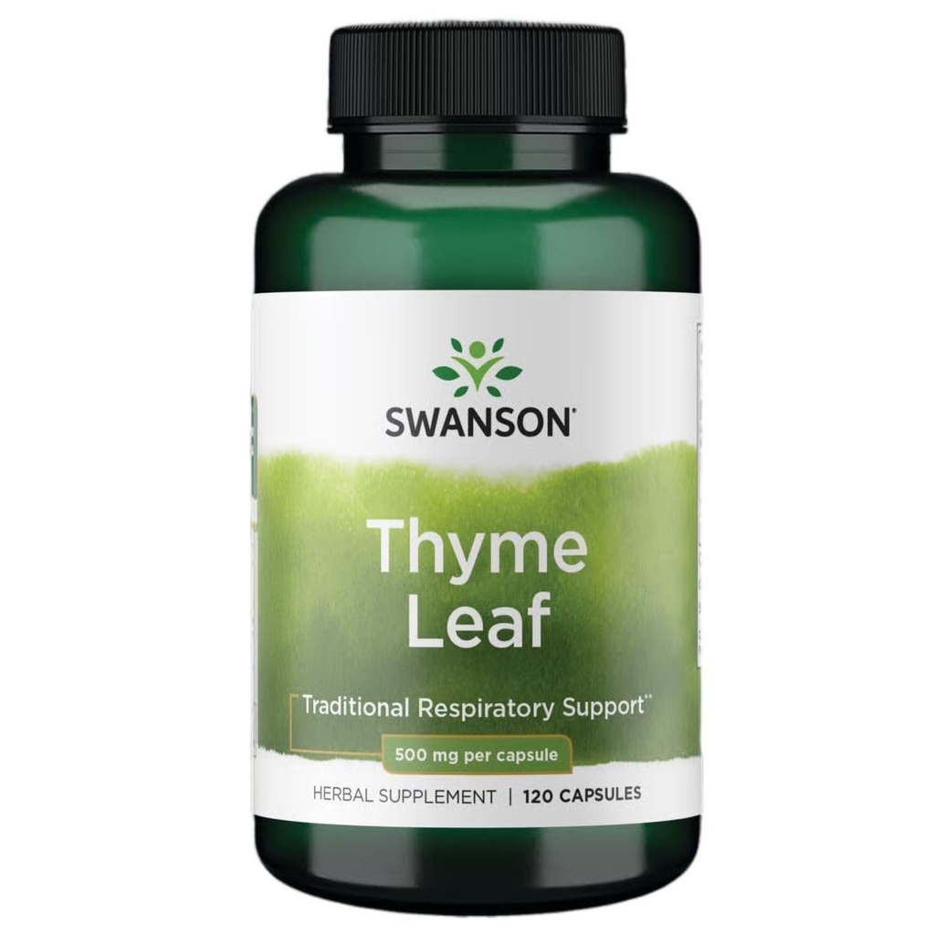 Swanson Thyme Leaf - Urtetilskud Support Respiratory System Health - Natural Formel Aiding fordøjelsessystem Health - (120 kapsler, 500mg hver)