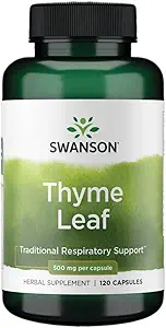 Swanson Thyme Leaf - Urtetilskud Support Respiratory System Health - Natural Formel Aiding fordøjelsessystem Health - (120 kapsler, 500mg hver)