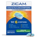 Zicam Cold & Flu- Like Symptomer med Echinacea og Sambucus, Homøopatisk, Zink, Cooling Pebermynte Flavor, Hjælper med kolde symptomer, 20 tabletter