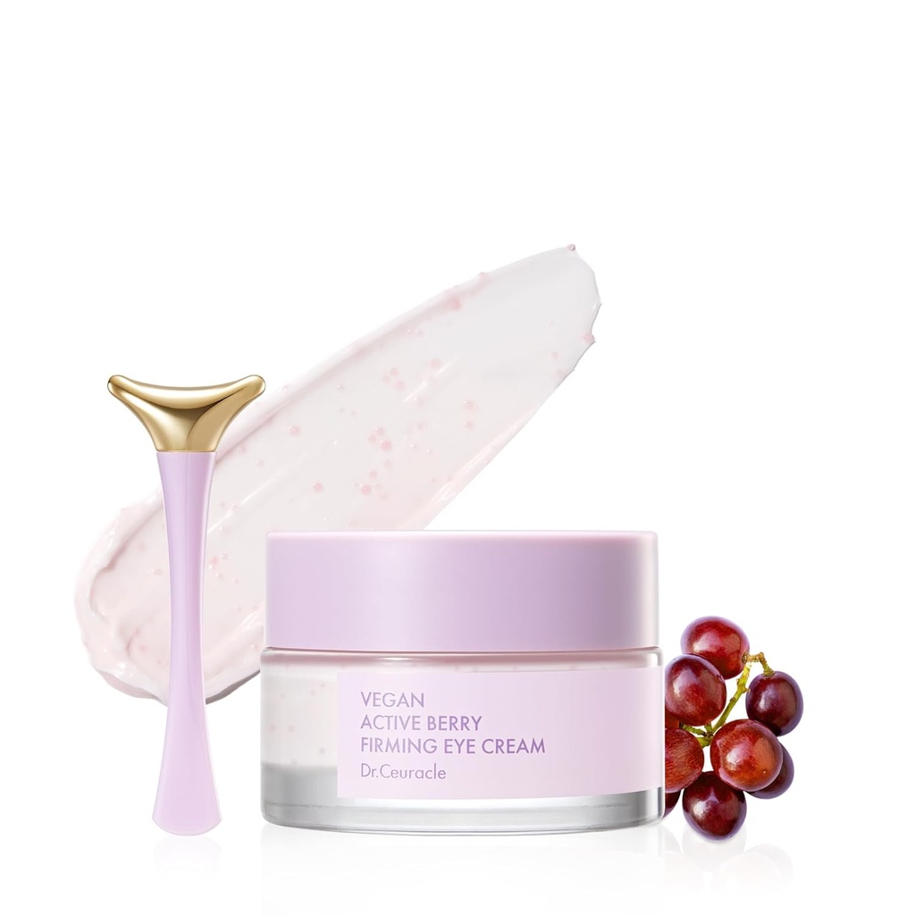 Dr. Ceuracle Vegan Active Berry Firming Eye Cream med Appliator - Hydrating Resveratrol Eye Treatment for Dark Circles and Puffiness, Koreansk Skincare for Stocking Stuffers (32g / 1.12 oz.)