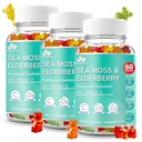 BIO VITALICA Sea Moss Gummies Elderberry BioVitalica - Vitamin C D + Zink - Irish Seamoss Vegan Gummy med Sea Moss Gel & Powder for Immunity, Detox - for voksne og børn (3Packs)